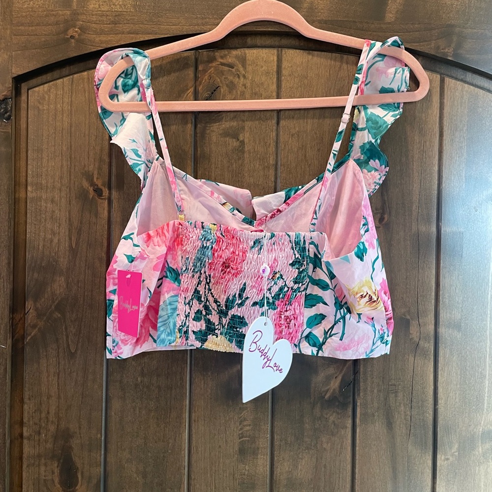Floral Ruffle Crop Top - Picture 2 of 4